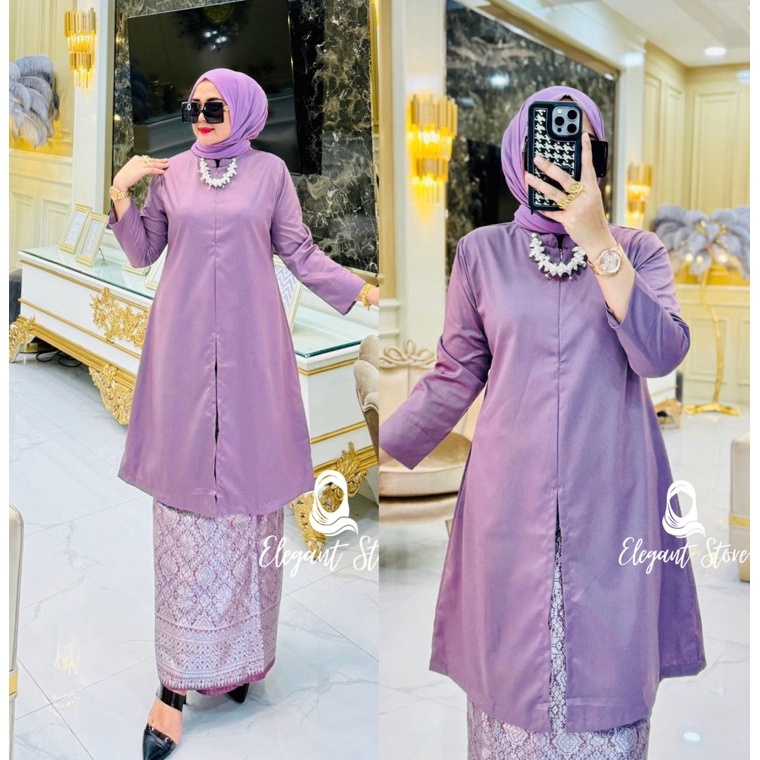 KODE F97C TERBARU stelan tunik melayu belah tengahSet tunik polos rok span songkettunik toyobo model