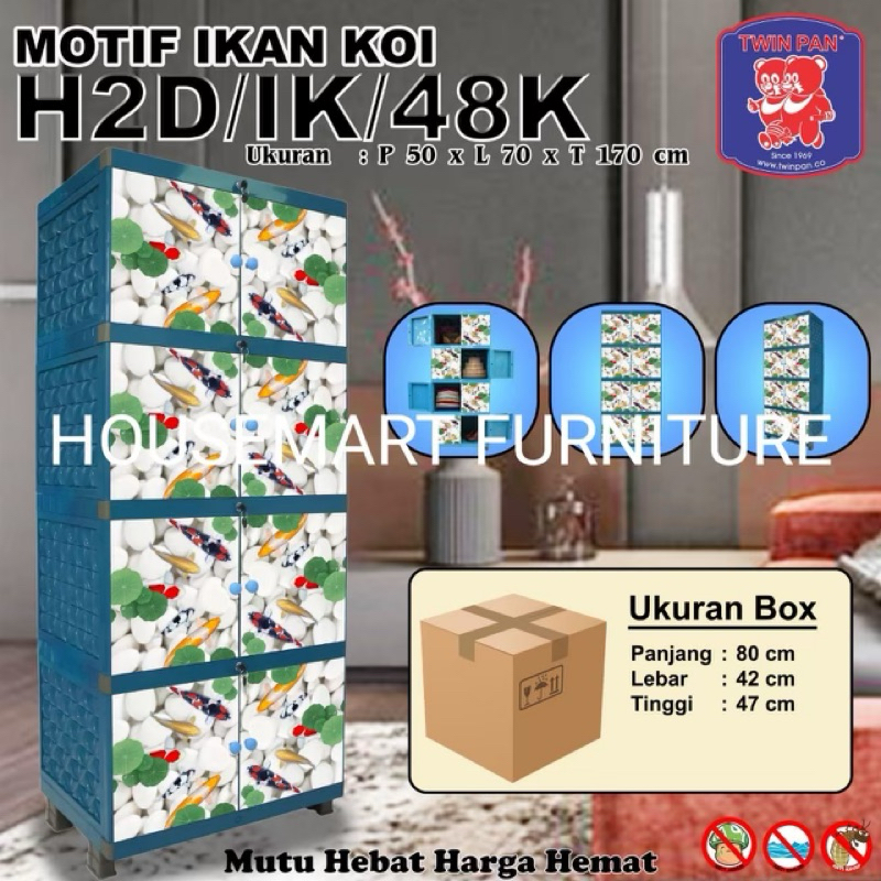 Lemari Pakaian Plastik 2 Dimensi 4 Tingkat Susun Twinpan MOTIF BISA DIPILIH