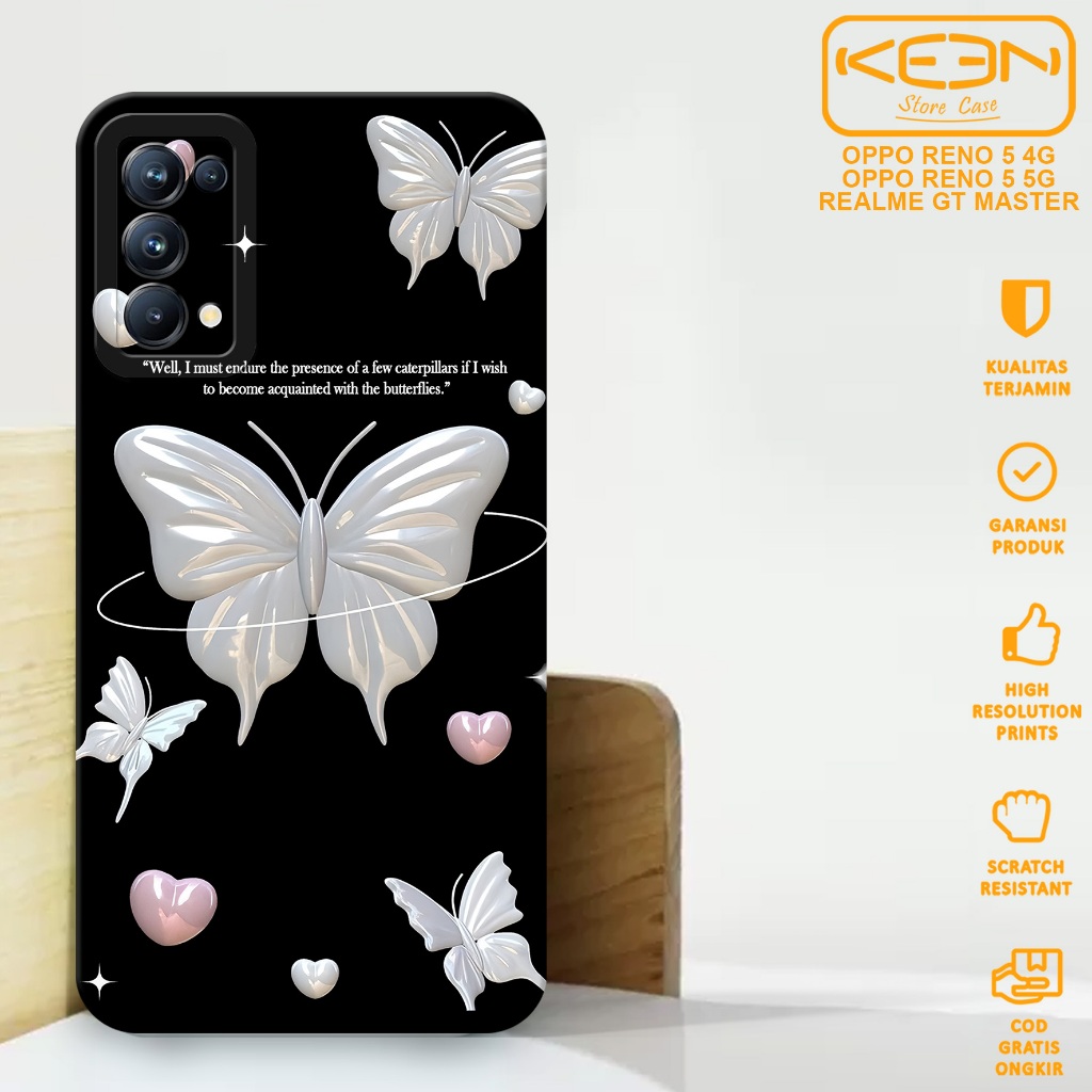 Case Oppo Reno 5 - Softcase Oppo Reno 5 Motif Butterfly - Casing Hp Oppo Reno 5 - Case Hp - Softcase