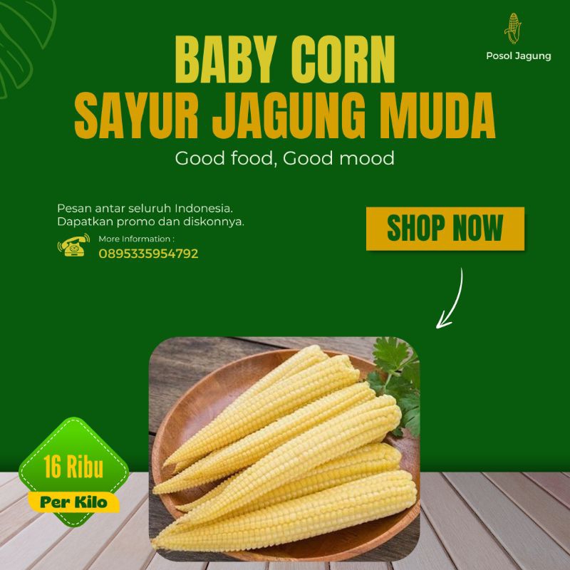 

Sayur Jagung / Baby Corn / Posol / Putren / Bonggol / Janggel / Janten / Jagung Muda