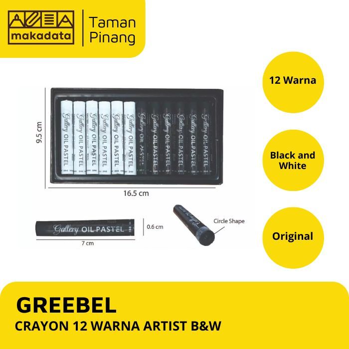 

CRAYON OIL PASTEL GREEBEL ARTIST 12 WARNA BLACK AND WHITE