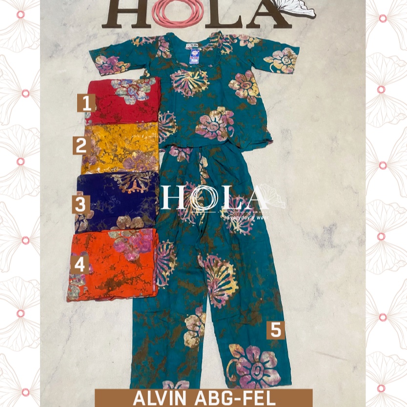 KODE O75W HOLAFASH  A Setelan CP ALVIN ABG Lengan 34 Batik Setcel batik setelan rumahan setelan sant