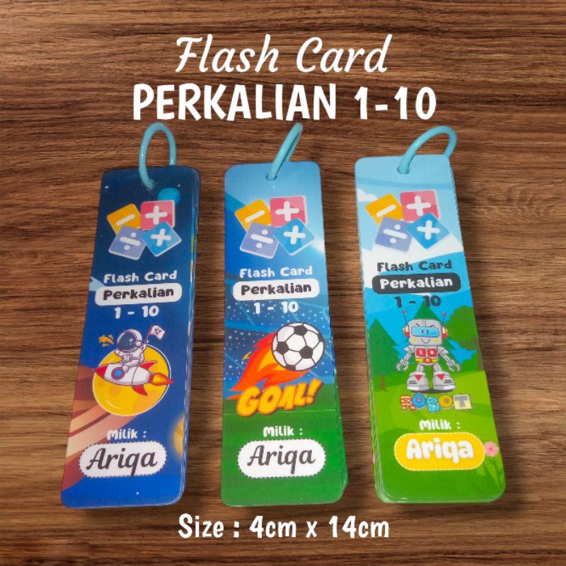 

FLASHCARD PERKALIAN/TEMA FOR BOYS/CUSTOM NAMA/ALAT BELAJAR/GANTUNGAN