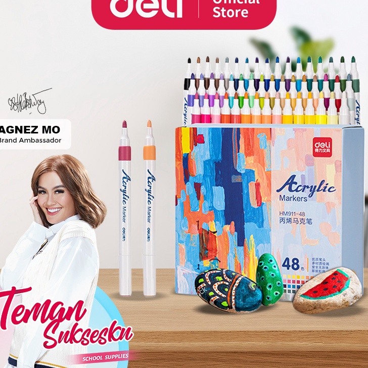 

Khusus Deli Spidol Akrilik Acrylic Marker 48 colors HM911