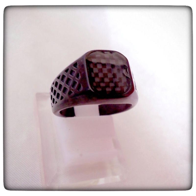 Cincin Titanium Pria wanita keren hitam gold asli