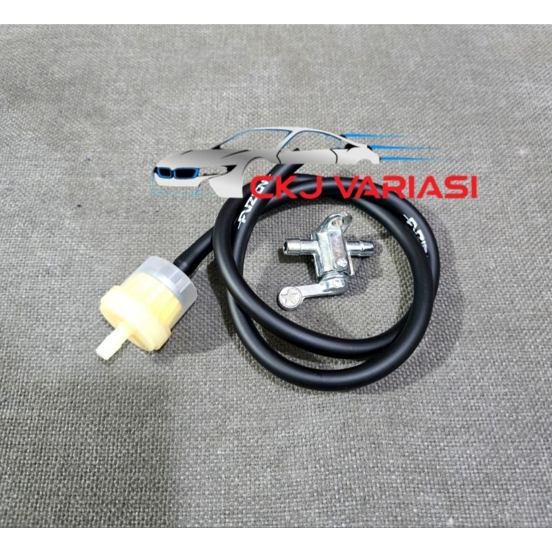 paket kran bensin chrome+selang bensin+saringan bensin