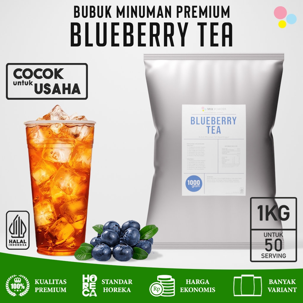 

Bubuk Minuman Rasa Blueberry Tea Powder 1Kg Serbuk Minuman Teh Bluberi Kekinian Premium 1 Kg