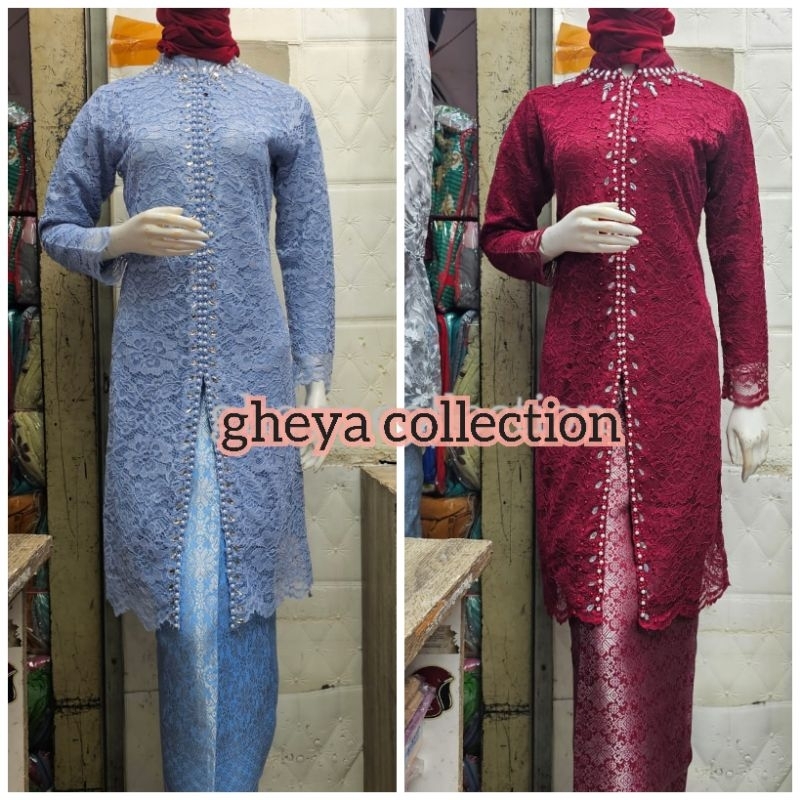 set kebaya tunik cra sanghai busui / tunik brokat berpayet / tunik brokat mewah