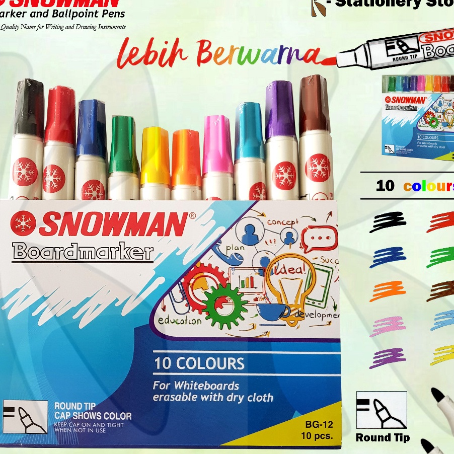 

KP8 Spidol Papan Tulis Whiteboard Marker Snowman Assorted 1 Colours