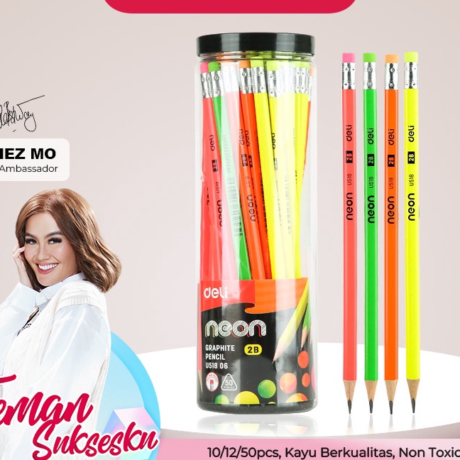 

FG2 Deli Pensil kayu 2B bentuk segita untuk pegangan yang nyaman 5pcs EU5186