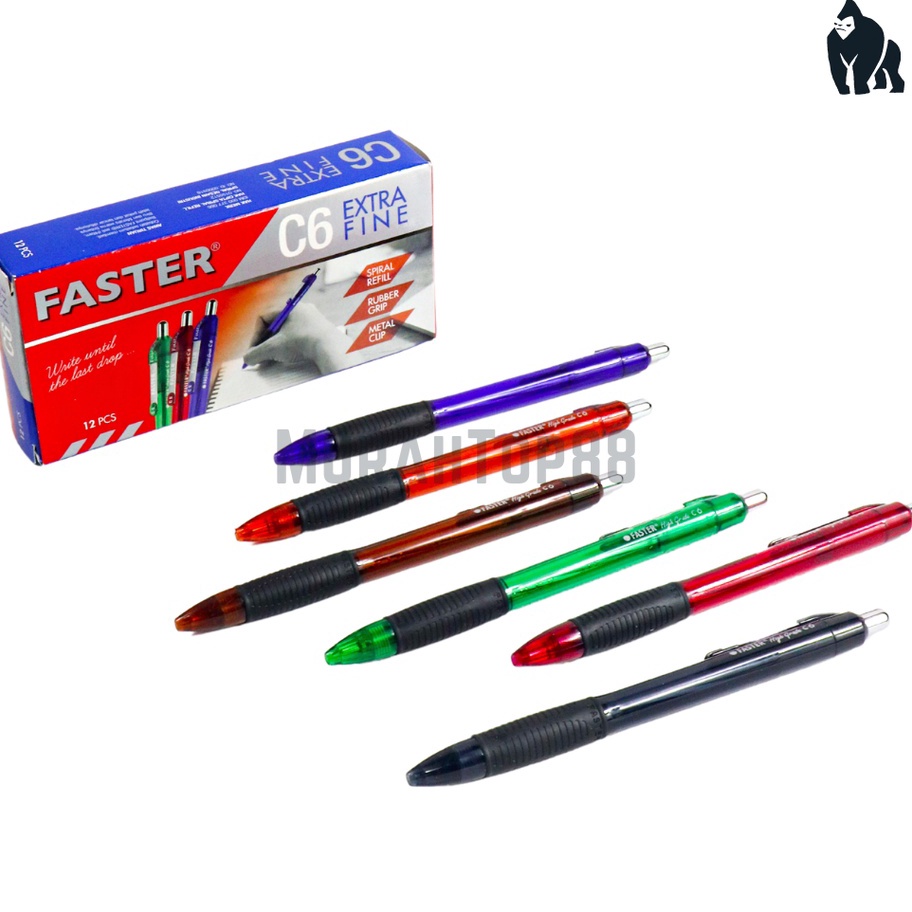 

Boom Pulpen Pen Faster C6 Extra Fine Ballpoint Cetek Hitam Biru 1 BOX isi 12 PCS