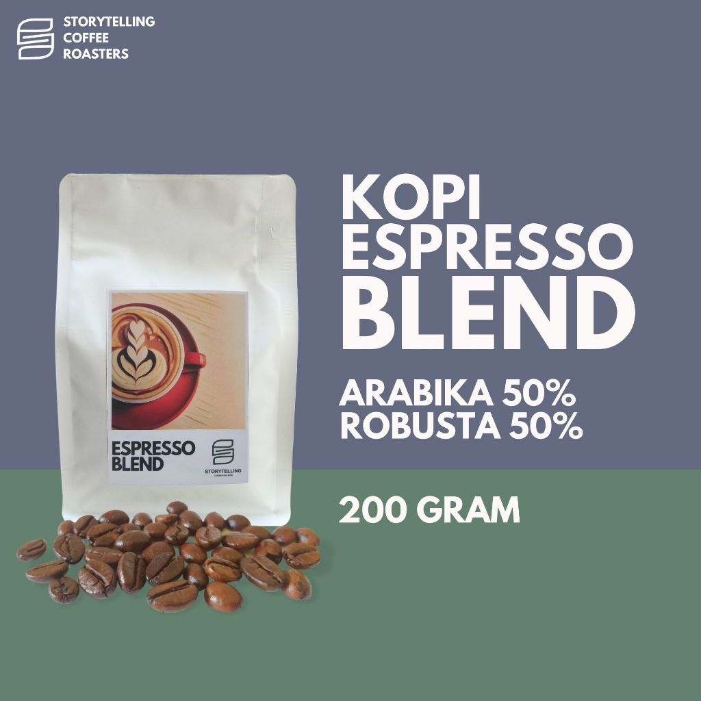 

Kopi espresso blend ( Arabika 50% Robusta 50% ) / House blend coffee / 200 gram biji bubuk