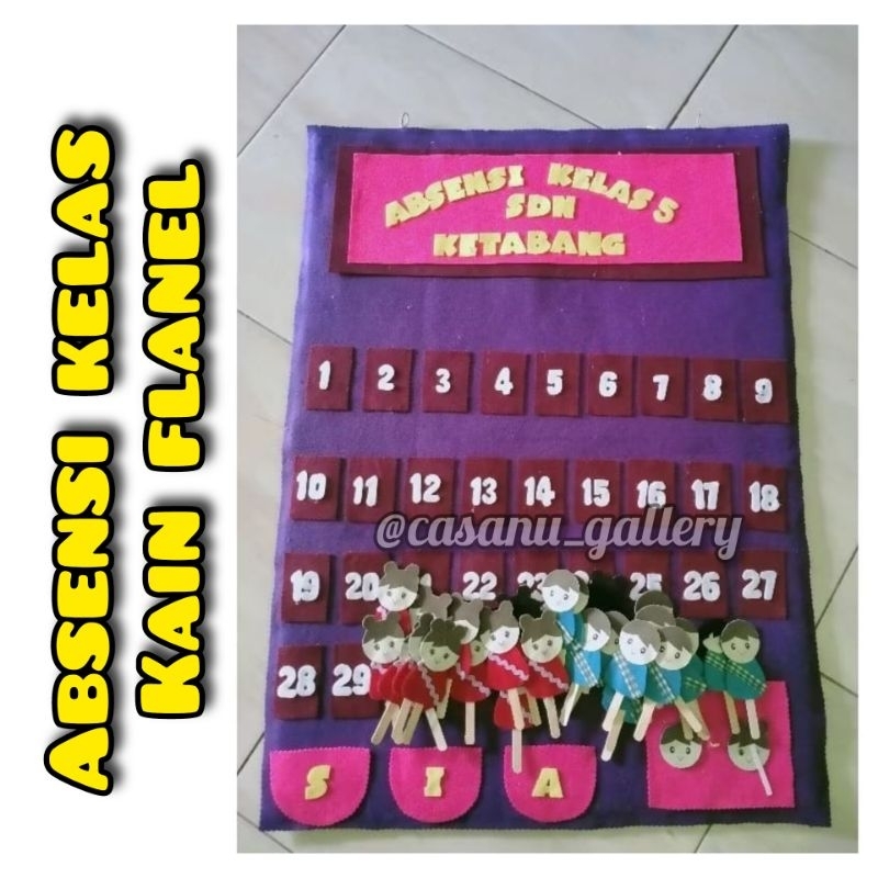 ABSENSI KELAS KAIN FLANEL//HIASAN KELAS PRESENSI//PRESENSI KELAS//PAJANGAN ABSEN KELAS//HIASAN DINDI