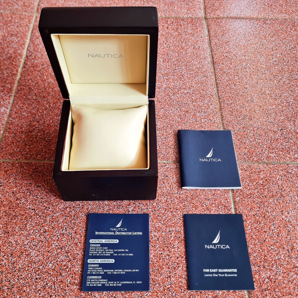 Preloved Kotak Jam Nautica Black Original Premium Wooden Watch Box Fullset