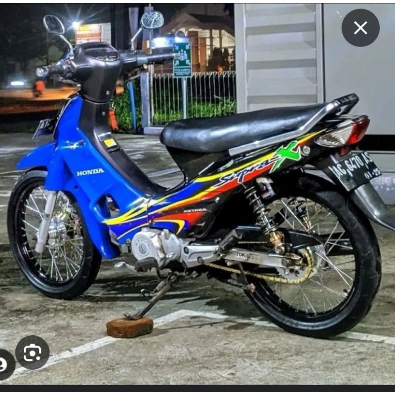 striping setiker decal Honda Supra x lama Supra x old NOS laminasi warna biru