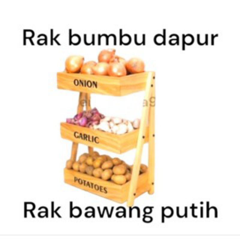 Rak bumbu susun 3 / Rak bawang 3 susun kayu/ Rak kayu susun 3 / Rak dapur susun 3 serbaguna
