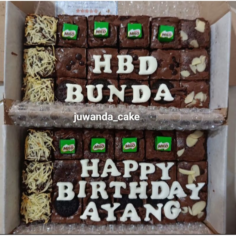 

fudgy brownies ulang tahun uk 20x10 free pisau, lilin (bisa request hias sendiri)