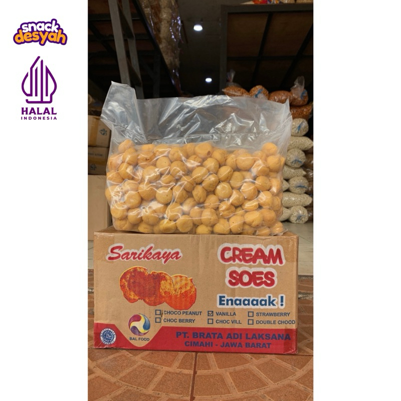 

CREAM SOES COKELAT / VANILLA / STRAWBERRY ( 2 KG ) SARIKAYA / SOES CREAM / BISKUIT CREAM / SNACK CREAM