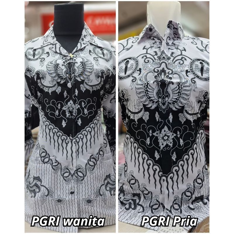 seragam batik PGRI wanita dan pria bahan semi sutra baju guru dan pns ukuran S - 5L
