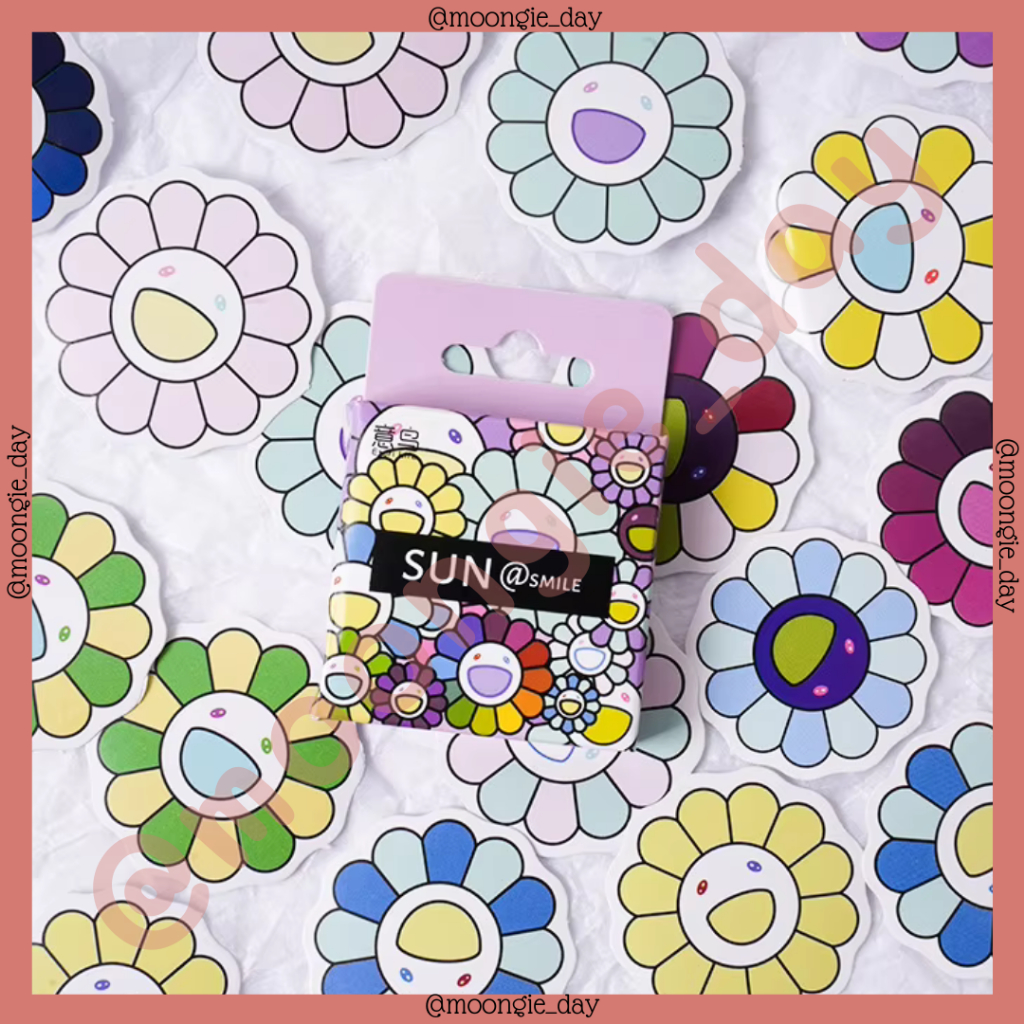 

40-45 PCS/BOX STIKER KERTAS TEMA SUN SMILE FLOWER SUNSHINE BUNGA SENYUM BULLET JURNAL DIY DIARY LUCU MURAH