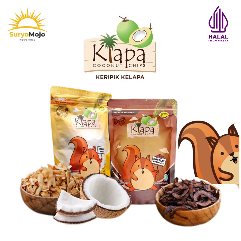 

SuryoMojo - Klapa Coconut Chips 80 Gr | Keripik Kelapa | Snack Keripik Kelapa Rasa Manis & Cokelat