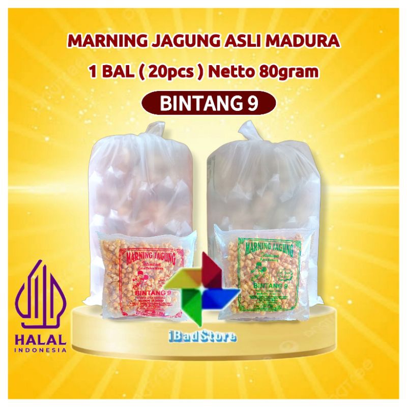 

JAGUNG MARNING BINTANG 9 [ 1 Bal isi 20pcs ] JAGUNG MARNING RENYAH - CAMILANG JAGUNG MARNENG JAGONG MARNENG- CEMILAN JAGUNG - JAJANAN JAGONG MARNENG