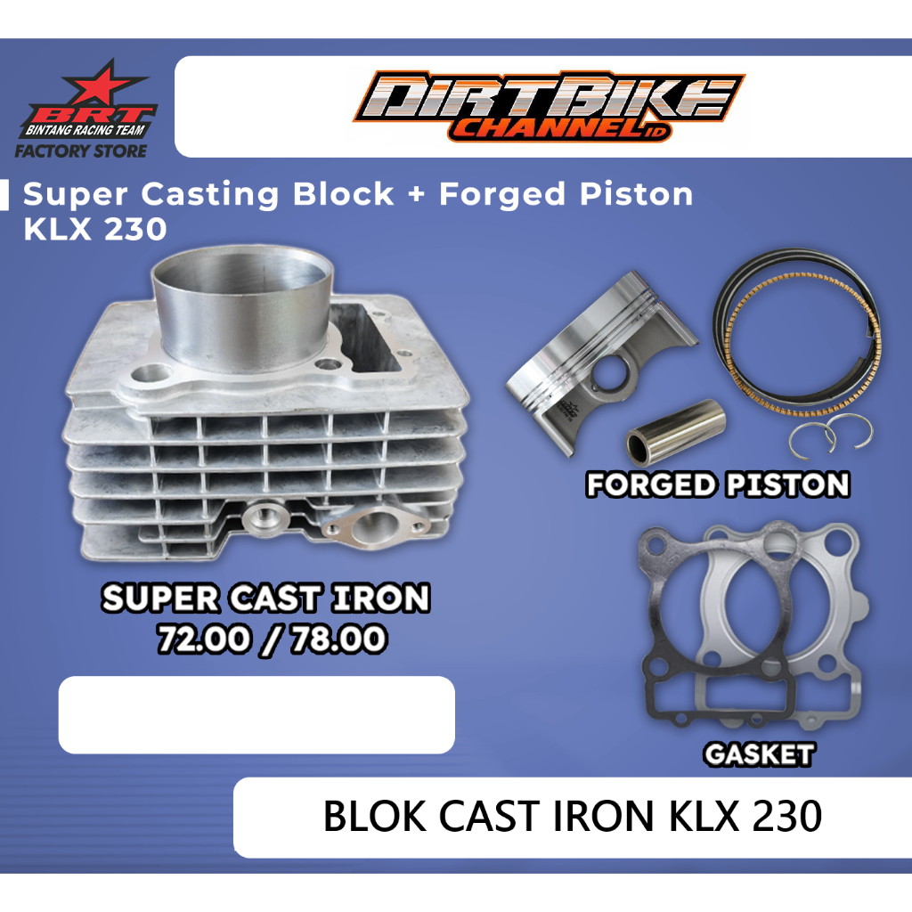 PAKET Bore Up KLX 230 Blok BRT KLX 230R KLX230 72mm 78mm 250CC 280CC