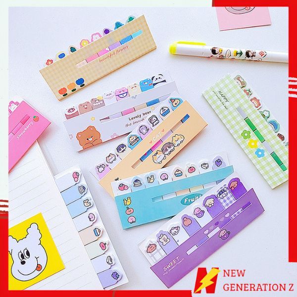 

NGZ Sticky Notes Karakter 8IN1 Tempelan Kertas Catatan 120 Lembar Pembatas Buku Karakter Hewan Lucu Penanda Buku Stationery Memo Pad Convenience Cute 8 IN 1