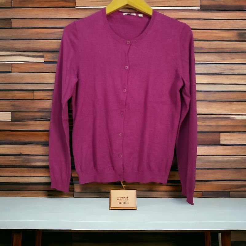 Cardigan Uniqlo Basic Magenta