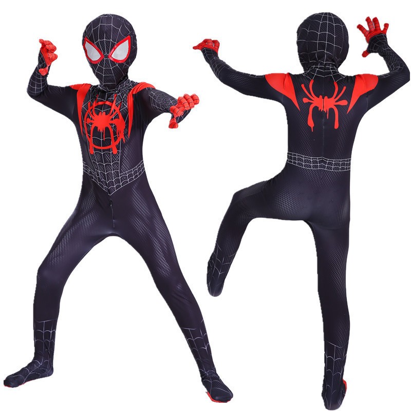 Spiderman Miles Morales hitam venom melus rostometer baju kostum cosplay kostum karakter jumpsweet a