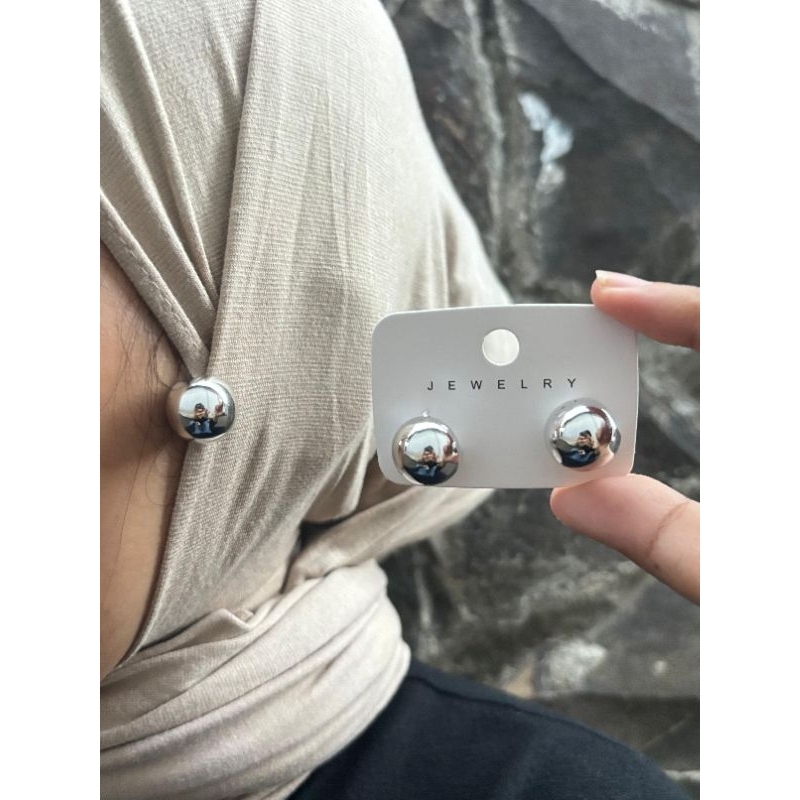 Anting Fashion hijab / Anting 995 / Anting Bulat Besar Silver