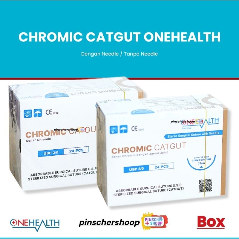 CATGUT CHROMIC SURGICAL SUTURE ONEHEALTH BENANG JAHIT BEDAH / BOX
