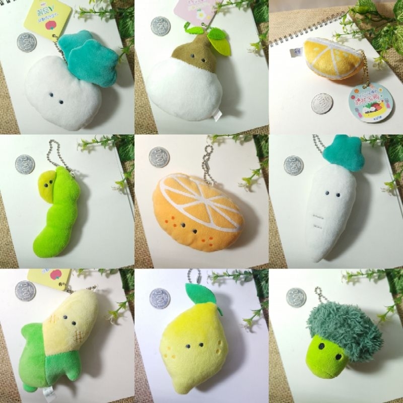 (Vegetable & Fruit) YELL QUALIA KEYCHAIN PLUSH MATA TITIK JAPAN