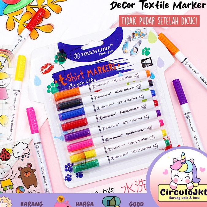 

KI3 8PCS Spidol Kain Kaos Baju Penanda Pola Decor Spidol Permanent Khusus Kain Shirt Fabric Marker