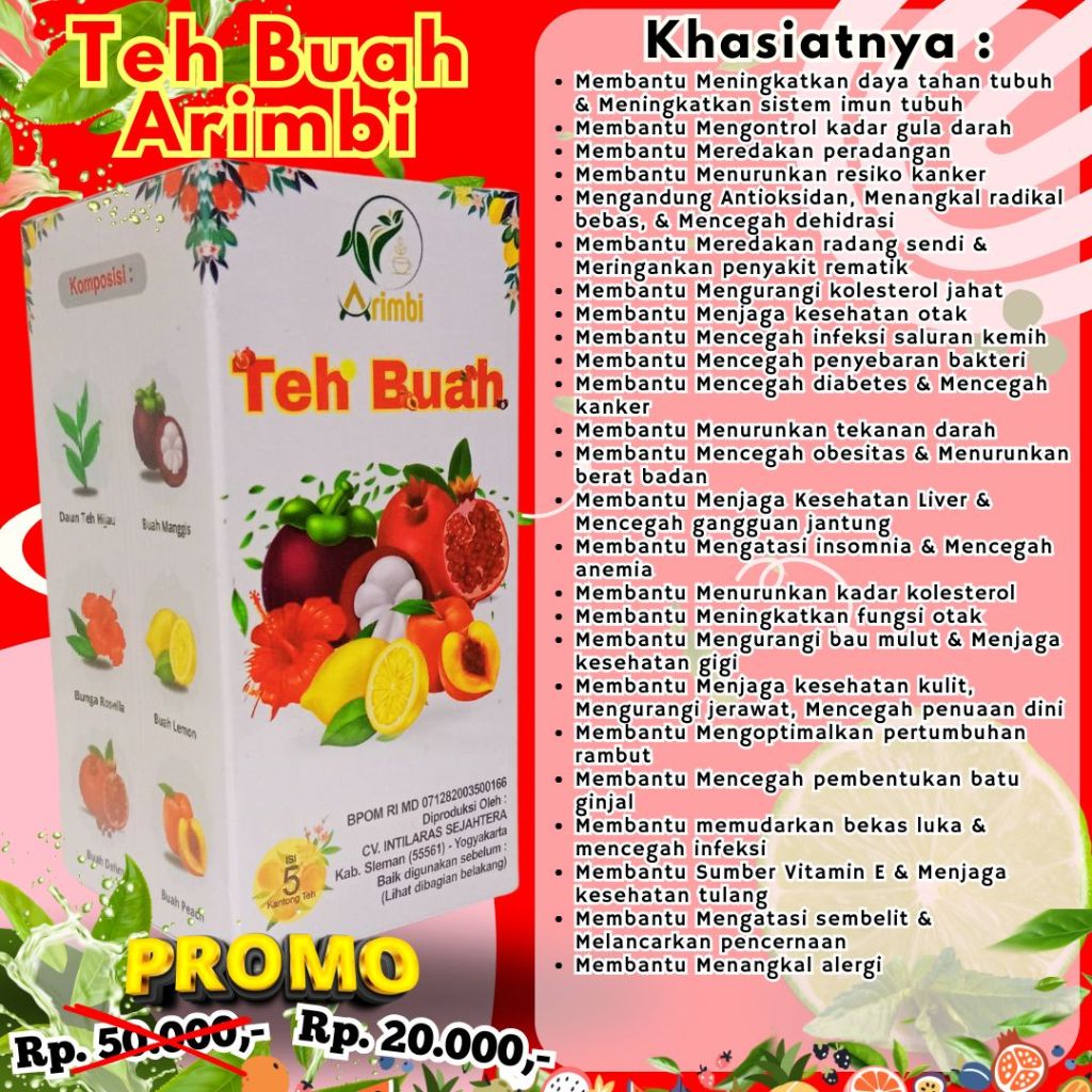 

Teh Buah Arimbi, Teh Arimbi, Teh Buah,Teh Buah Untuk Membantu Menurunkan berat badan,Teh Buah Untuk Membantu Menurunkan kadar kolesterol,Teh Buah Untuk Membantu Meningkatkan fungsi otak,Teh Buah Untuk Membantu Mengurangi bau mulut,