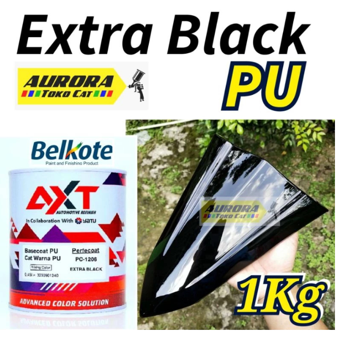 Cat Belkote AXT Extra Black PU 1Kilo Hitam Mengkilap Polos Solid