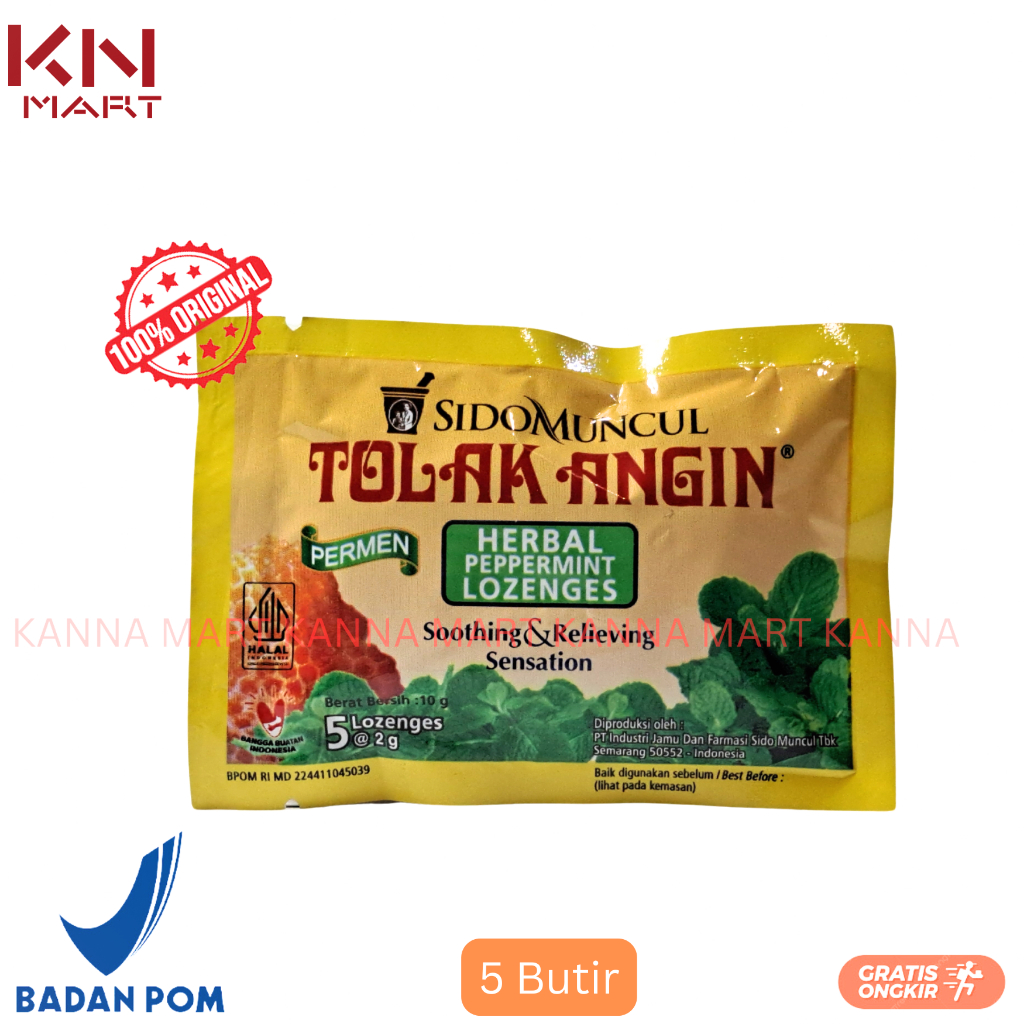 

Permen Tolak Angin Sidomuncul 5 Butir Herbal Pepermint Lozenges