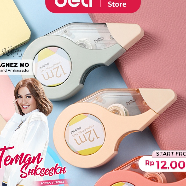 

KI3 Deli Correction Tape Pita si 12 M Lucu Warna Pastel 8149