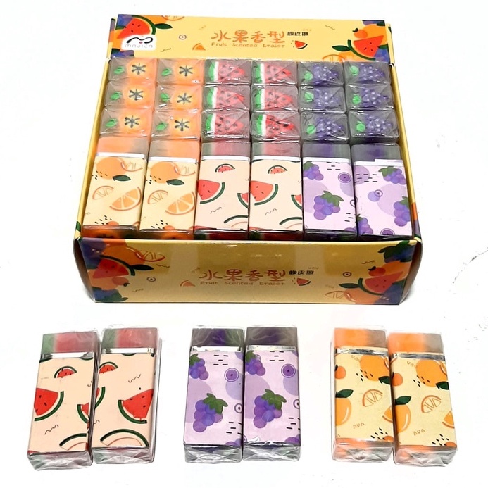 

Bonus 1kotak 36pcs Penghapus Eraser Karakter Bola Dan Buah Ukuran