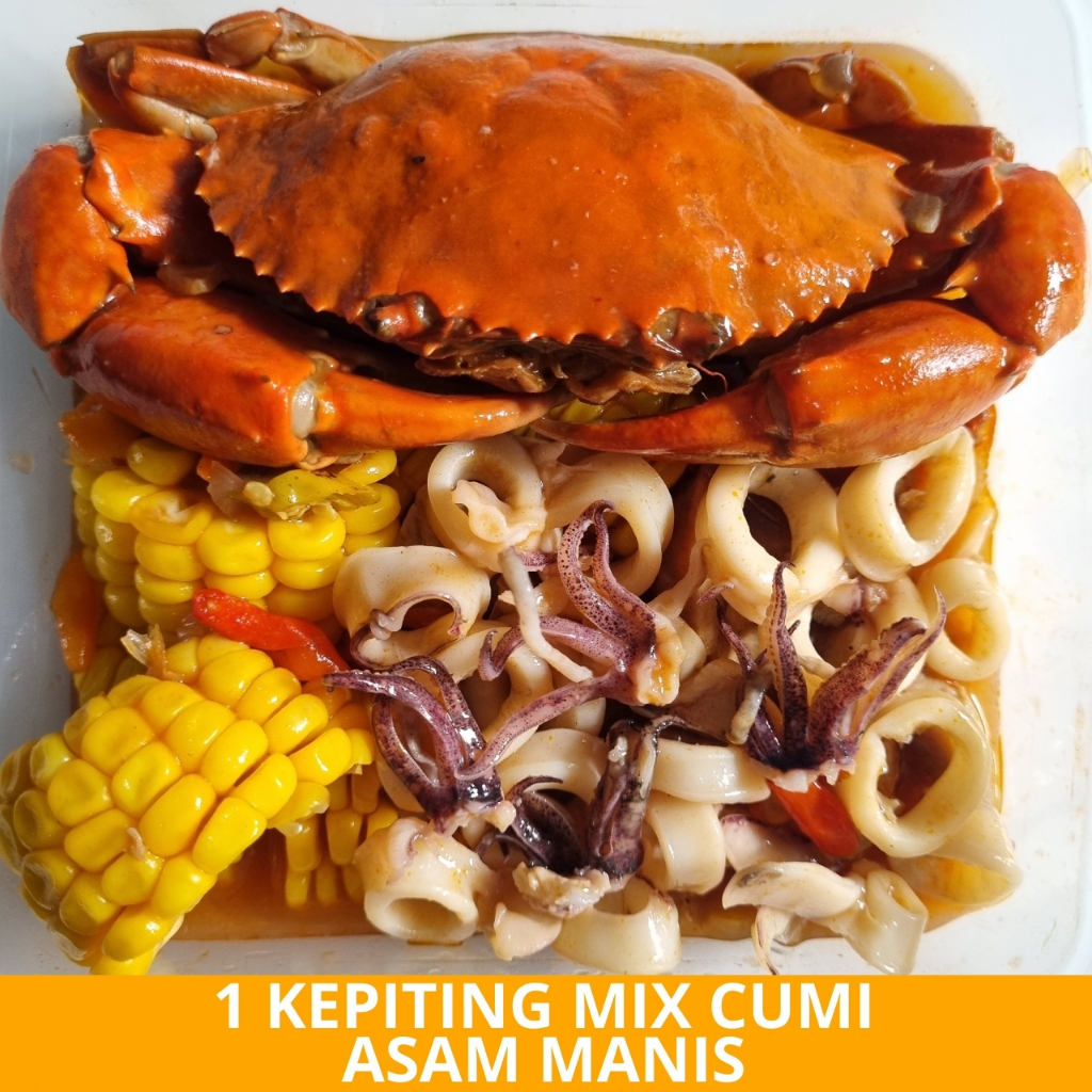 

1 Kepiting Mix Cumi Asam Manis Special - Arviansyah Seafood Surabaya