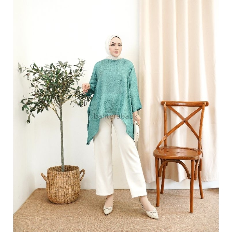 BAHTERA Batik - Blouse Batik Viscose Kerja Kantor Modern Wanita Ayana Polos