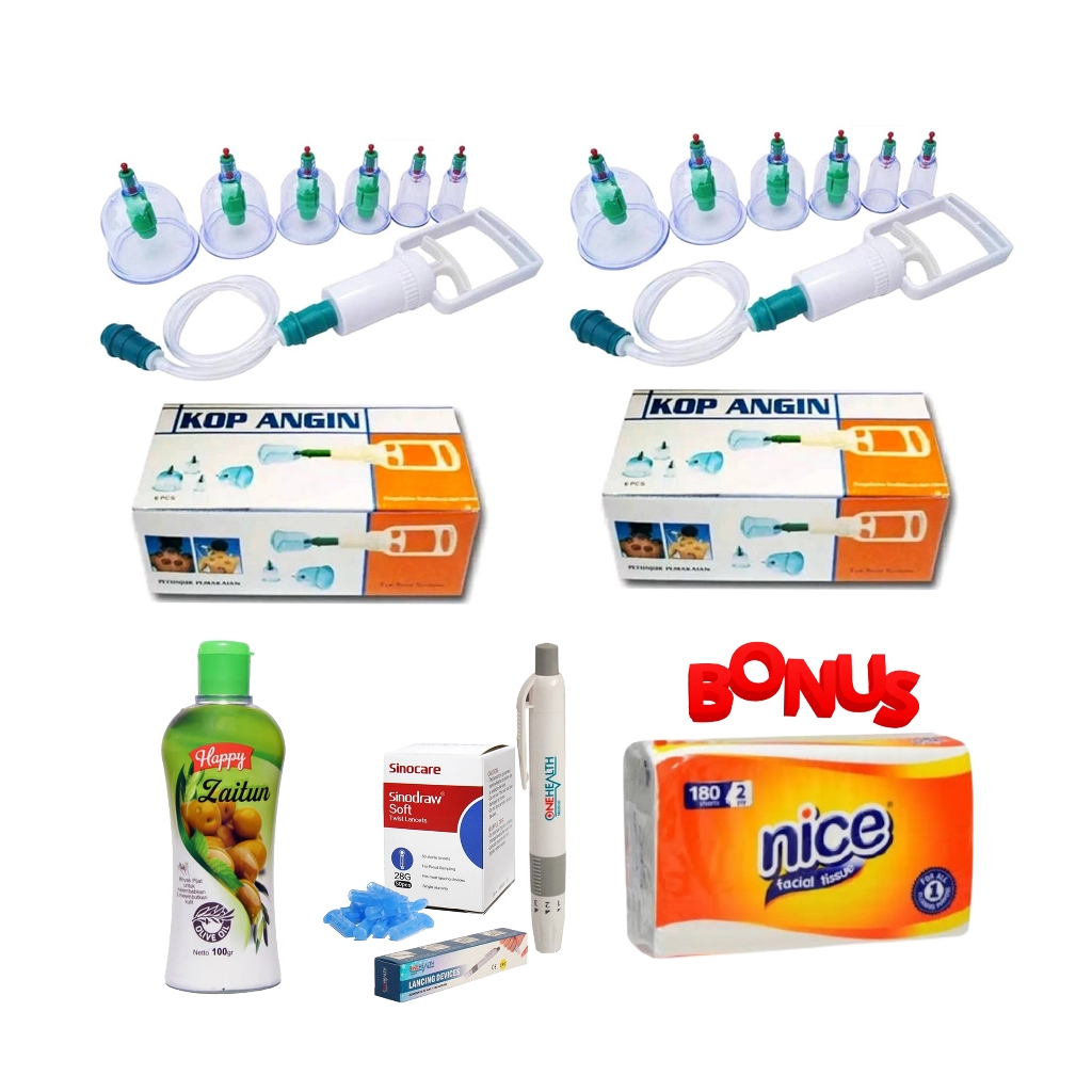 Alat Terapi Bekam Lengkap Original 1 Set Full Anti Pecah KOP ISI 6 - 12 CUP + JARUM DAN PEN BEKAM