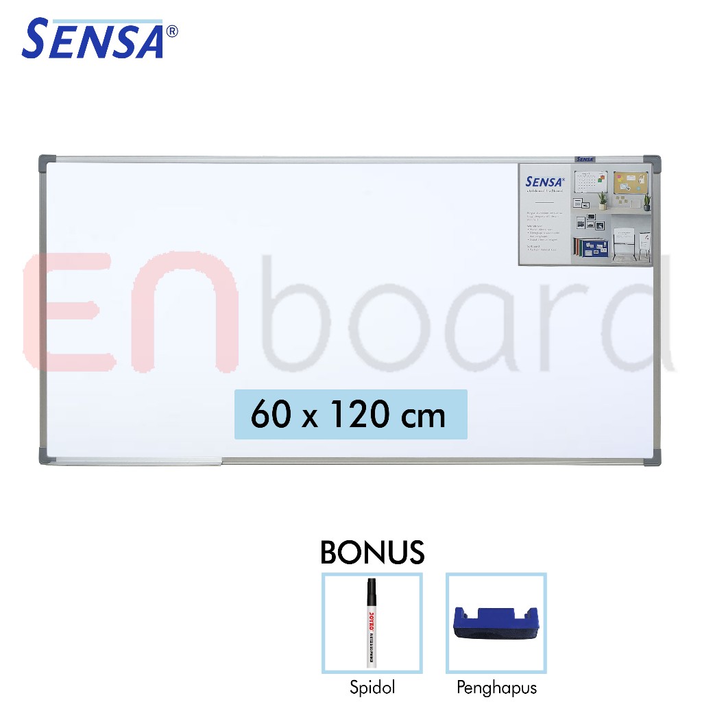 

Papan Tulis Whiteboard / White Board Gantung Single Face Sensa 60 x 120 cm