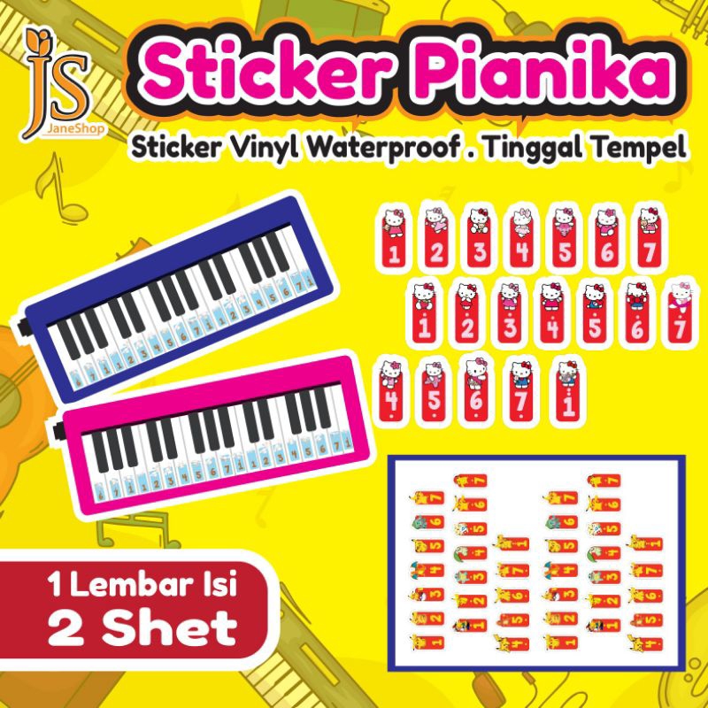 

Isi 2 Shet sticker pianika stiker pianika waterproof