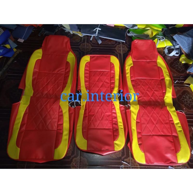 sarung jok/cover jok mobil truk umplung/hino lohan/hino 500/fuso fighter/fuso orange model motif cod