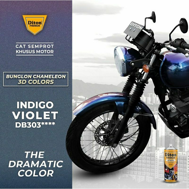 #MAU# Cat Semprot Diton Premium Paket Lengkap Indigo Violet DB 303 (9120,9109,DB303,9128) Bunglon Ch