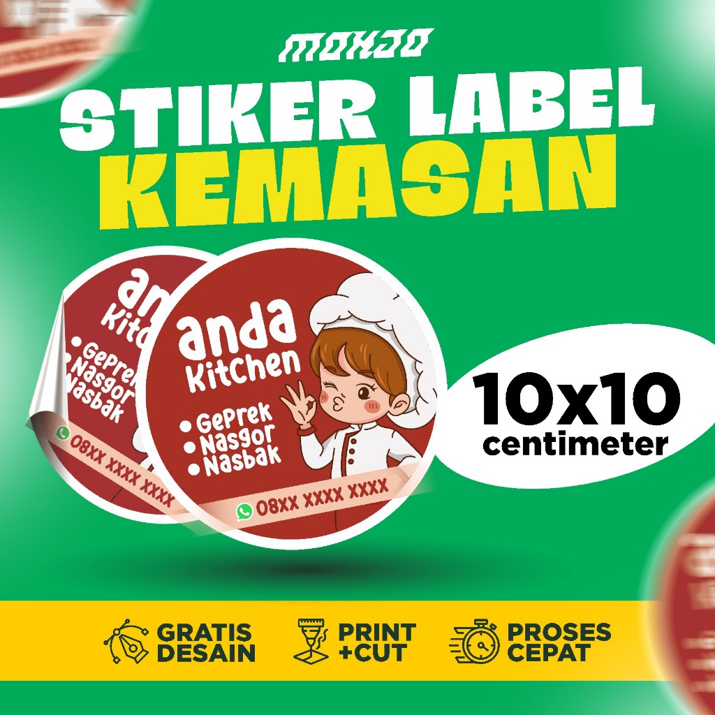 STIKER LABEL MAKANAN SIZE BESAR STICKER CAMILAN SNACK SIAP TEMPEL CUSTOM DESAIN GRATIS DESAIN UKURAN
