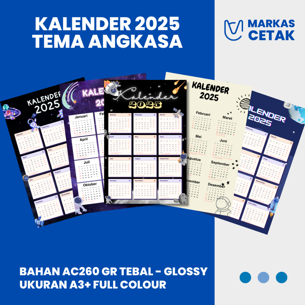 Kalender poster LUAR ANGKASA - Kalender dinding TEMA ASTRONOT LUAR ANGKASA 2025