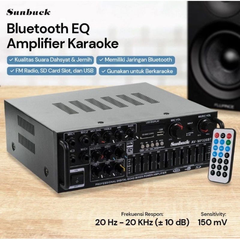 Amplifier Sunbuck bluetooth EQ Karaoke Mixer Audio FM-AV