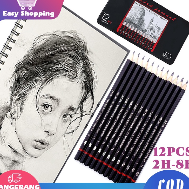

Gila 12pcs Pensil Gambar Sketsa Set Sketching Pencil Set Sketch Drawing Pencil Set Paiting Pencil Kit 2H8B